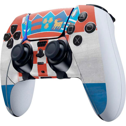 Croatia Flag Distressed PS5 DualSense Edge Pro Controller Skin